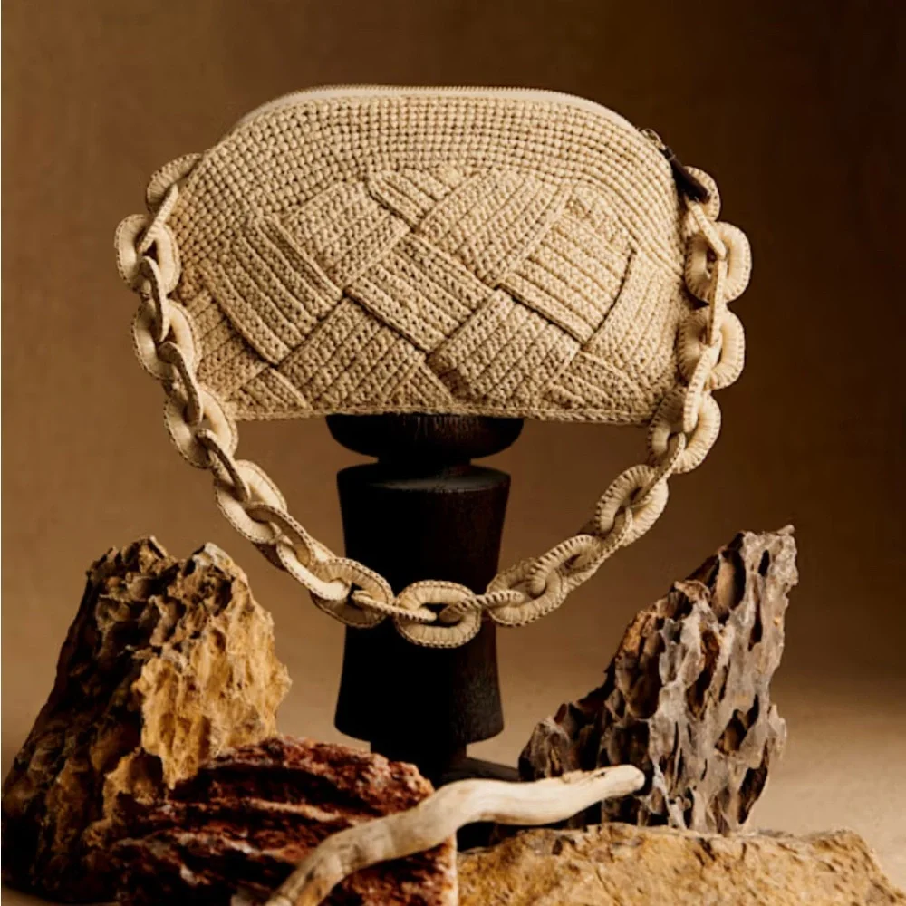 NWT Sezane Cream Woven Shoulder Bag - Picture 2 of 7